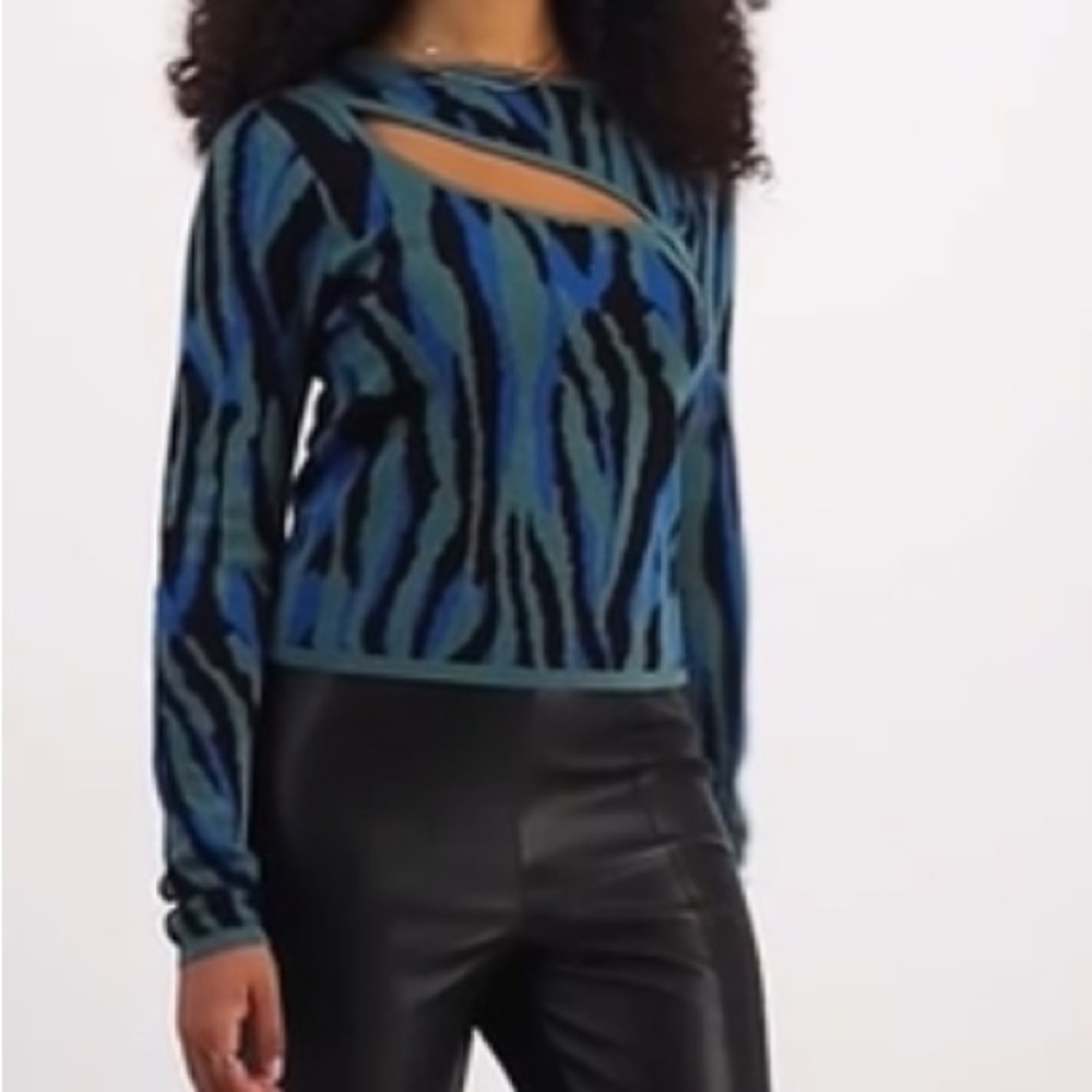 Printed Asymmetrical-Cutout Sweater, by Bar III
